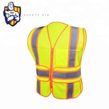 Traffic safety mesh reflective construction vest with pockets